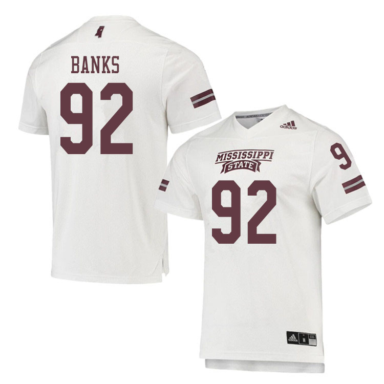 Men #92 Jevon Banks Mississippi State Bulldogs College Football Jerseys Sale-White